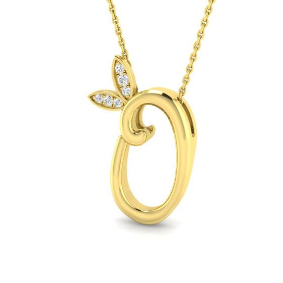 0.05ct SI2/G Round cut Diamond Initials Pendant in 9k Yellow Gold