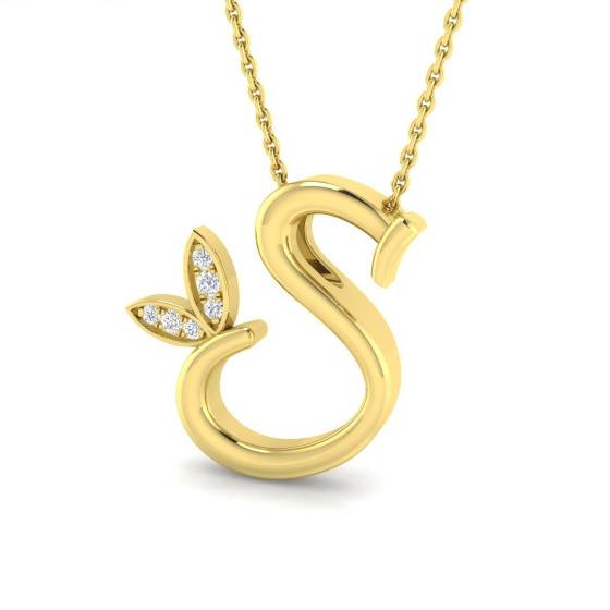 0.07ct SI2/G Round cut Diamond Initials Pendant in 9k Yellow Gold