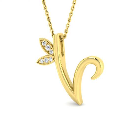 0.06ct SI2/G Round cut Diamond Initials Pendant in 9k Yellow Gold