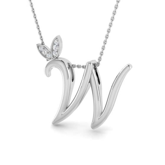 0.06ct SI2/G Round cut Diamond Initials Pendant in 9k White Gold