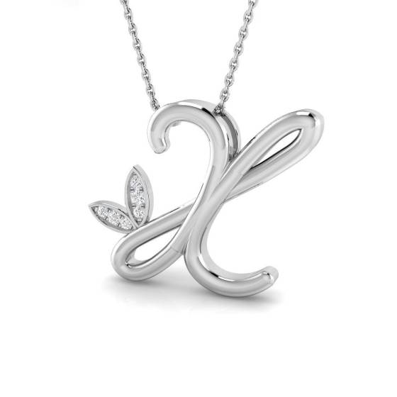 0.06ct SI2/G Round cut Diamond Initials Pendant in 9k White Gold