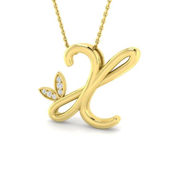 0.06ct SI2/G Round cut Diamond Initials Pendant in 9k Yellow Gold