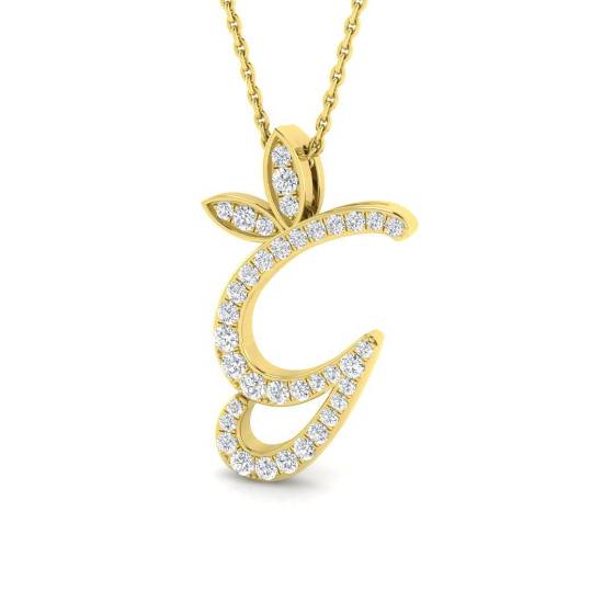 0.28ct SI2/G Round cut Diamond Initials Pendant in 9k Yellow Gold