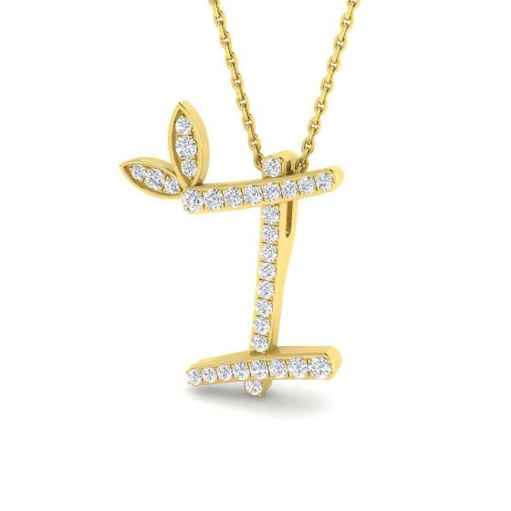 0.28ct SI2/G Round cut Diamond Initials Pendant in 9k Yellow Gold