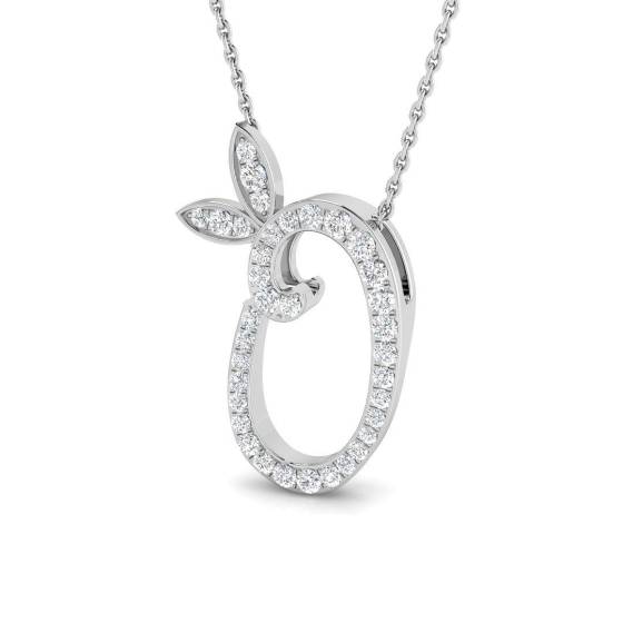 0.31ct SI2/G Round cut Diamond Initials Pendant in 9k White Gold