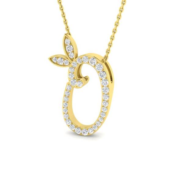 0.31ct SI2/G Round cut Diamond Initials Pendant in 9k Yellow Gold