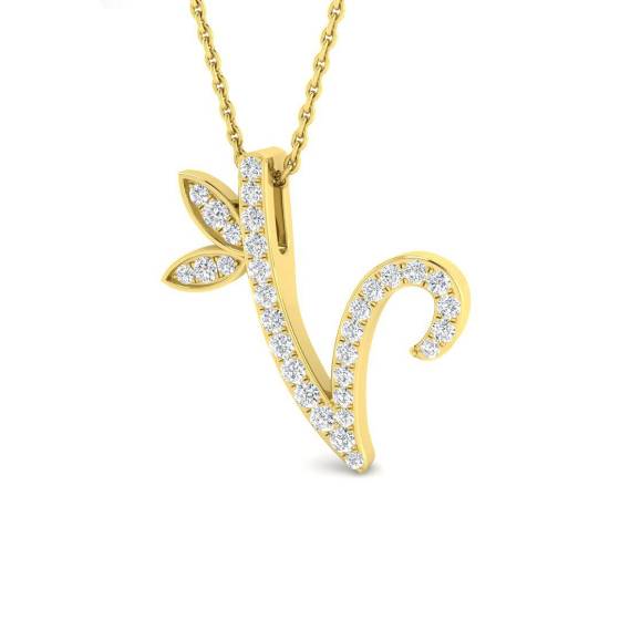 0.27ct SI2/G Round cut Diamond Initials Pendant in 9k Yellow Gold