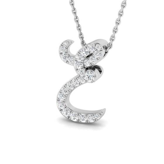 0.29ct SI2/G Round cut Diamond Initials Pendant in 9k White Gold