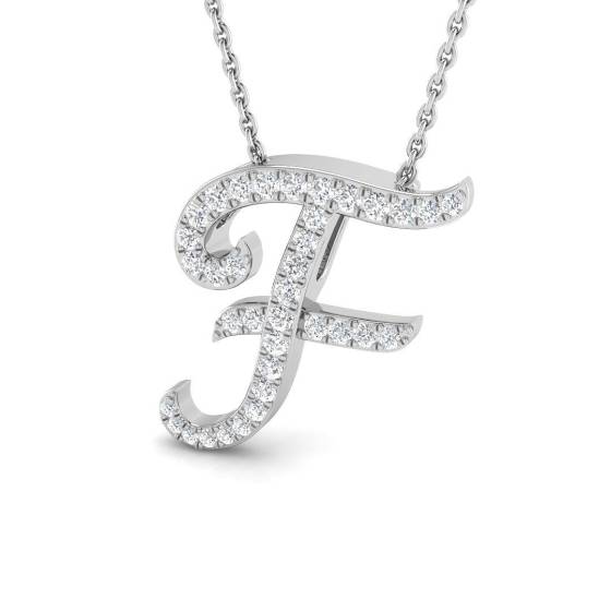 0.25ct SI2/G Round cut Diamond Initials Pendant in 9k White Gold