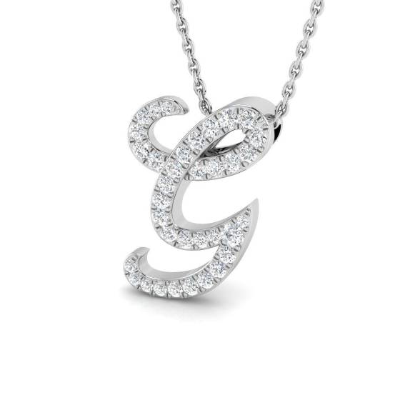 0.27ct SI2/G Round cut Diamond Initials Pendant in 9k White Gold