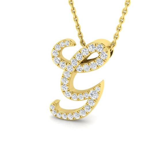 0.27ct SI2/G Round cut Diamond Initials Pendant in 9k Yellow Gold