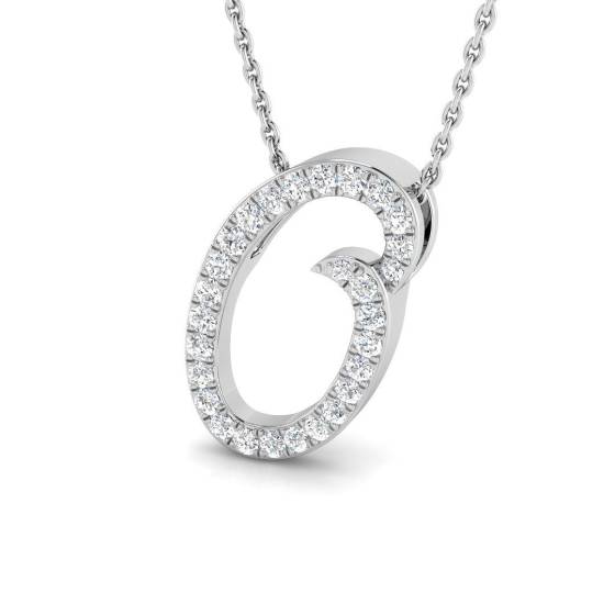 0.26ct SI2/G Round cut Diamond Initials Pendant in 9k White Gold