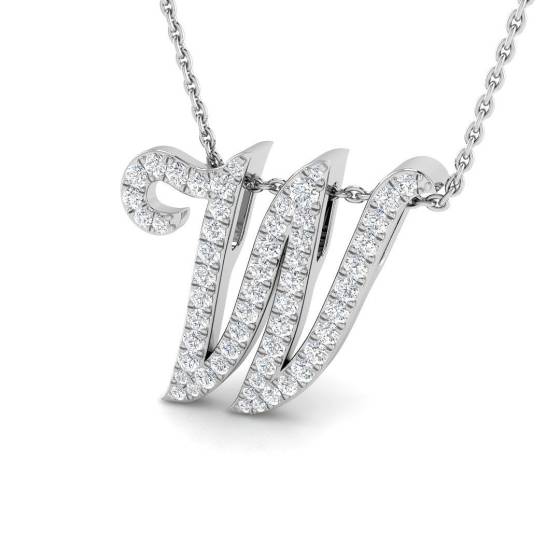 0.44ct SI2/G Round cut Diamond Initials Pendant in 9k White Gold