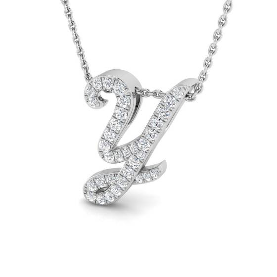 0.18ct SI2/G Round cut Diamond Initials Pendant in 9k White Gold