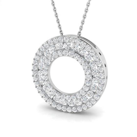 1.44ct SI2/G Round cut Diamond Circle of Life Pendant in 9k White Gold