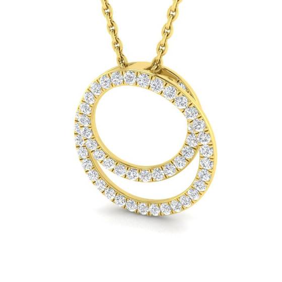 0.32ct SI2/G Round cut Diamond Circle of Life Pendant in 9k Yellow Gold