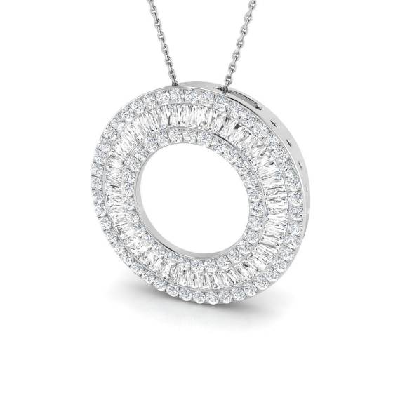 2.77ct SI2/G Round cut Diamond Circle of Life Pendant in 9k White Gold