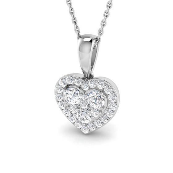 0.61ct SI2/G Round cut Diamond Heart Pendant in 9k White Gold