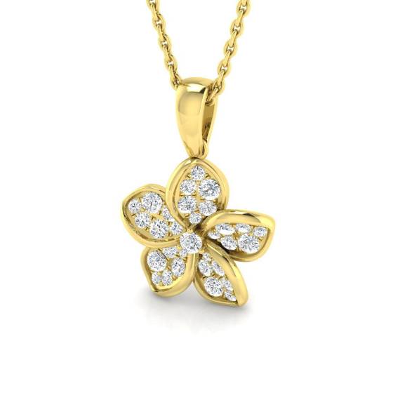 0.35ct SI2/G Round cut Diamond Cluster Pendant in 9k Yellow Gold