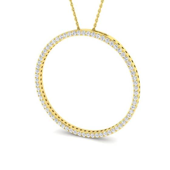 0.77ct SI2/G Round cut Diamond Circle of Life Pendant in 9k Yellow Gold