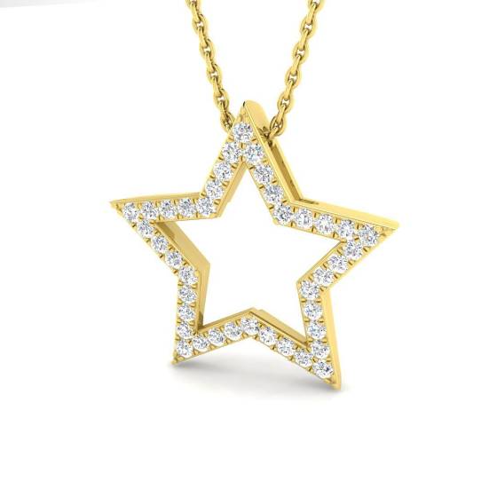 0.30ct SI2/G Round cut Diamond Star Pendant in 9k Yellow Gold