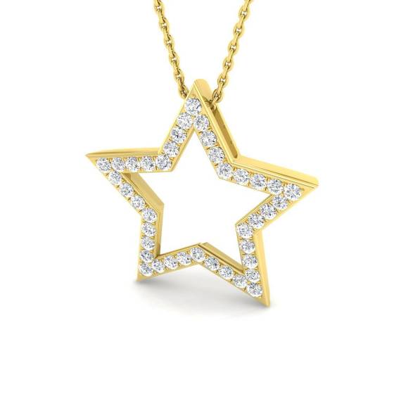 0.44ct SI2/G Round cut Diamond Star Pendant in 9k Yellow Gold