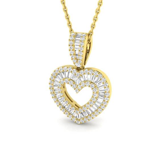 0.42ct SI2/G Round cut Diamond Heart Pendant in 9k Yellow Gold