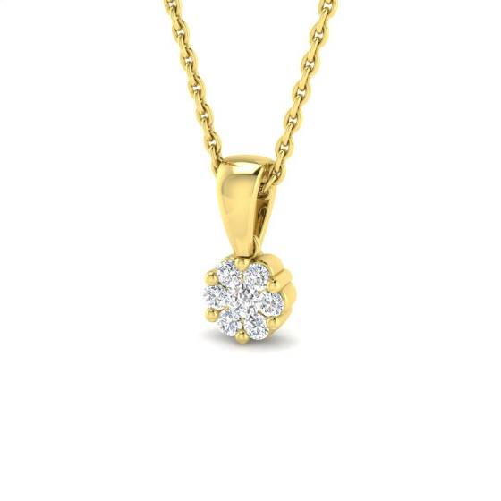 0.12ct I1/G Round cut Diamond Cluster Pendant in 9k Yellow Gold