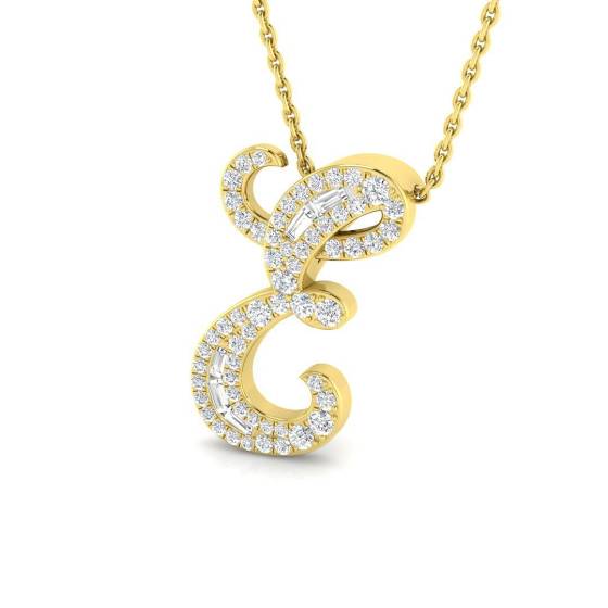 0.32ct SI2/G Round cut Diamond Initials Pendant in 9k Yellow Gold