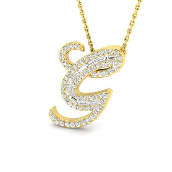 0.40ct SI2/G Round cut Diamond Initials Pendant in 9k Yellow Gold