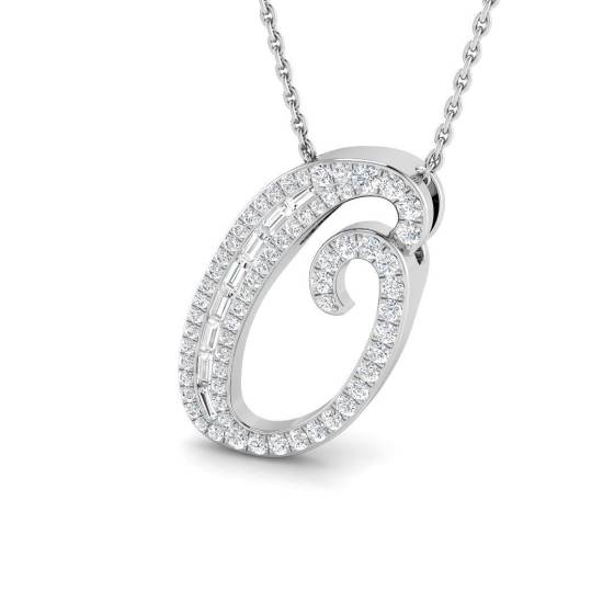 0.37ct SI2/G Round cut Diamond Initials Pendant in 9k White Gold