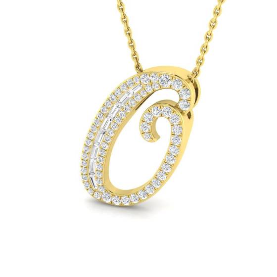 0.37ct SI2/G Round cut Diamond Initials Pendant in 9k Yellow Gold