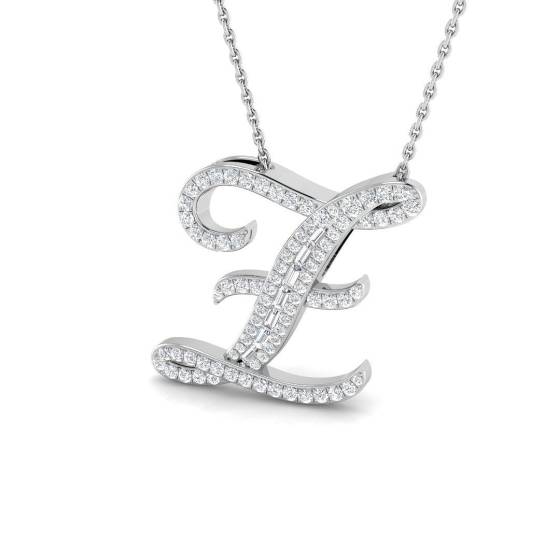 0.40ct SI2/G Round cut Diamond Initials Pendant in 9k White Gold