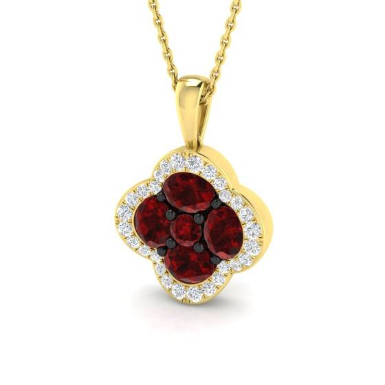 2.32ct SI2/G Oval cut Ruby Gemstone Pendant in 18k Yellow Gold