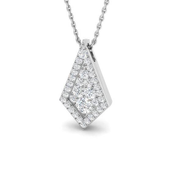 0.49ct SI2/G Round cut Diamond Cluster Pendant in 18k White Gold