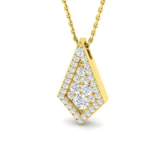 0.49ct SI2/G Round cut Diamond Cluster Pendant in 18k Yellow Gold