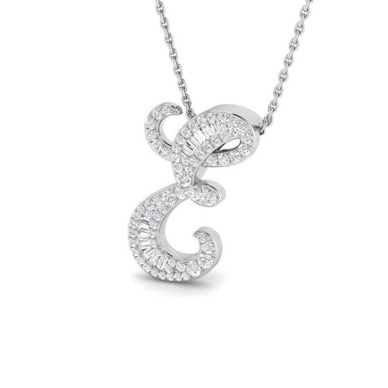 0.34ct SI2/G Round cut Diamond Initials Pendant in 9k White Gold