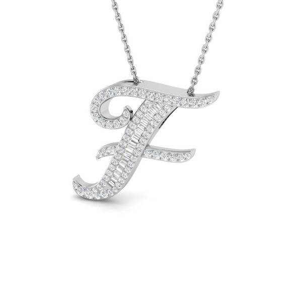 0.37ct SI2/G Round cut Diamond Initials Pendant in 9k White Gold