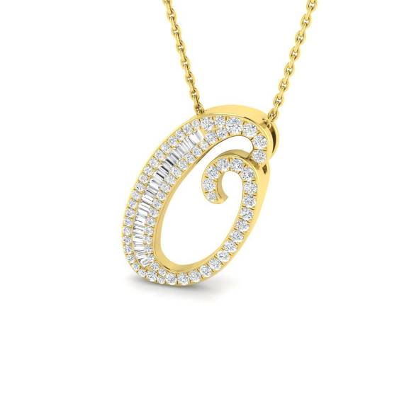 0.42ct SI2/G Round cut Diamond Initials Pendant in 9k Yellow Gold