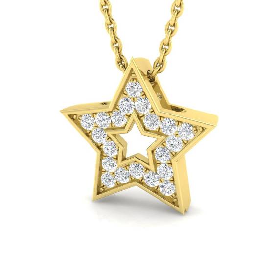 0.18ct SI2/G Round cut Diamond Star Pendant in 9k Yellow Gold