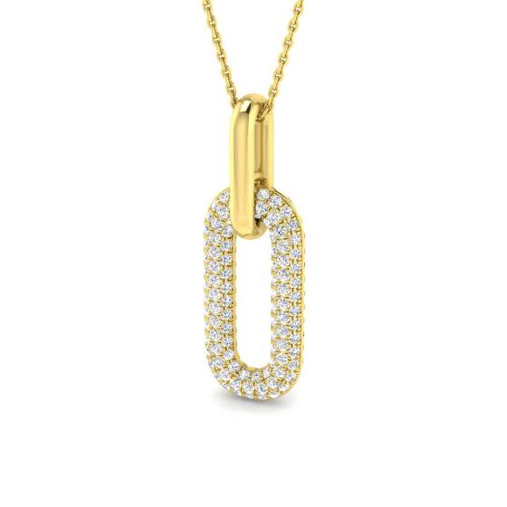 1.21ct VS/F Round cut Lab Grown Diamonds Paper Clip Pendant in 9k Yellow Gold