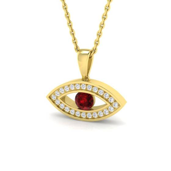 0.24ct SI2/G Round cut Ruby Gemstone Pendant in 9k Yellow Gold