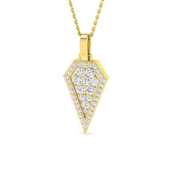 0.65ct SI2/G Round cut Diamond Cluster Pendant in 9k Yellow Gold