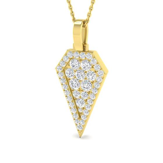 0.95ct SI2/G Round cut Diamond Cluster Pendant in 9k Yellow Gold