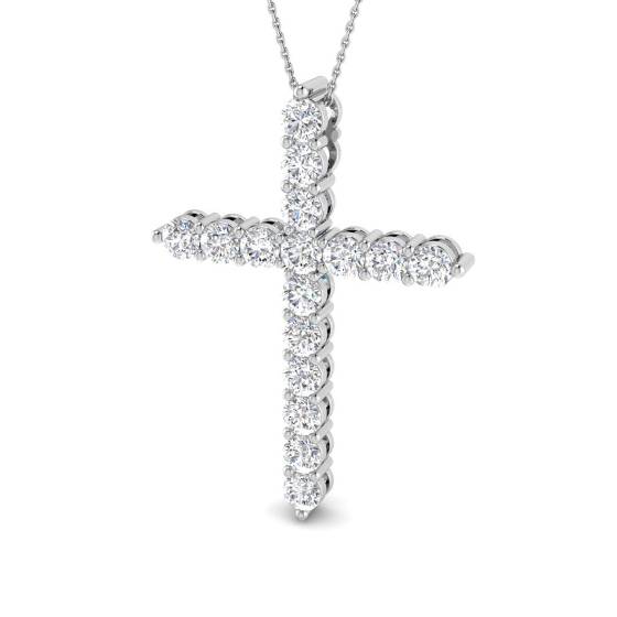 5.03ct VS/F Round cut Lab Grown Diamonds Cross Pendant in 9k White Gold