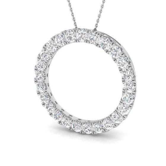 4.73ct I1/G Round cut Diamond Circle of Life Pendant in 18k White Gold