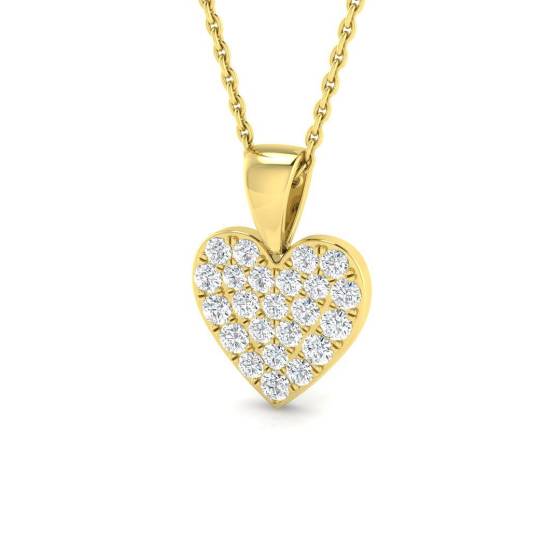 0.40ct SI2/G Round cut Diamond Heart Pendant in 9k Yellow Gold