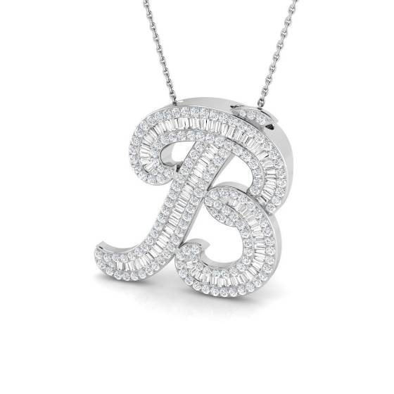 1.60ct SI2/G Round cut Diamond Initials Pendant in 9k White Gold