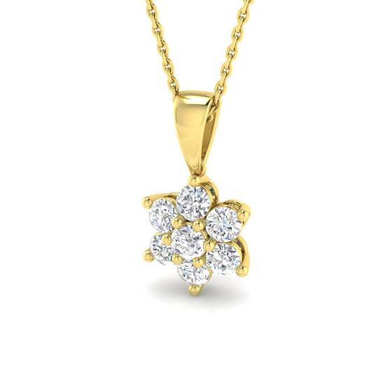 0.73ct I1/G Round cut Diamond Cluster Pendant in 9k Yellow Gold