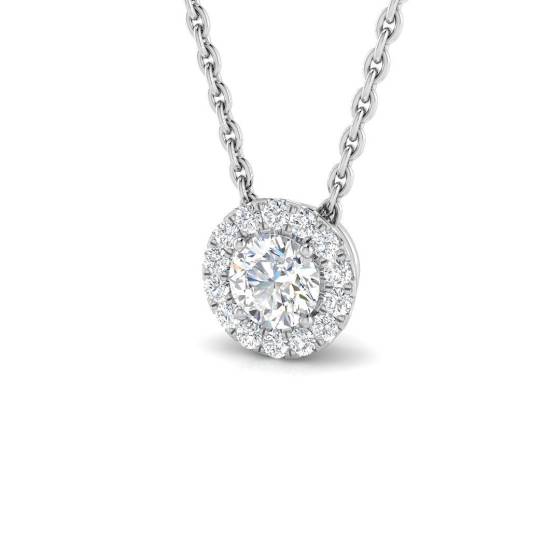 0.22ct SI2/G Round cut Diamond Halo Pendant in 18k White Gold